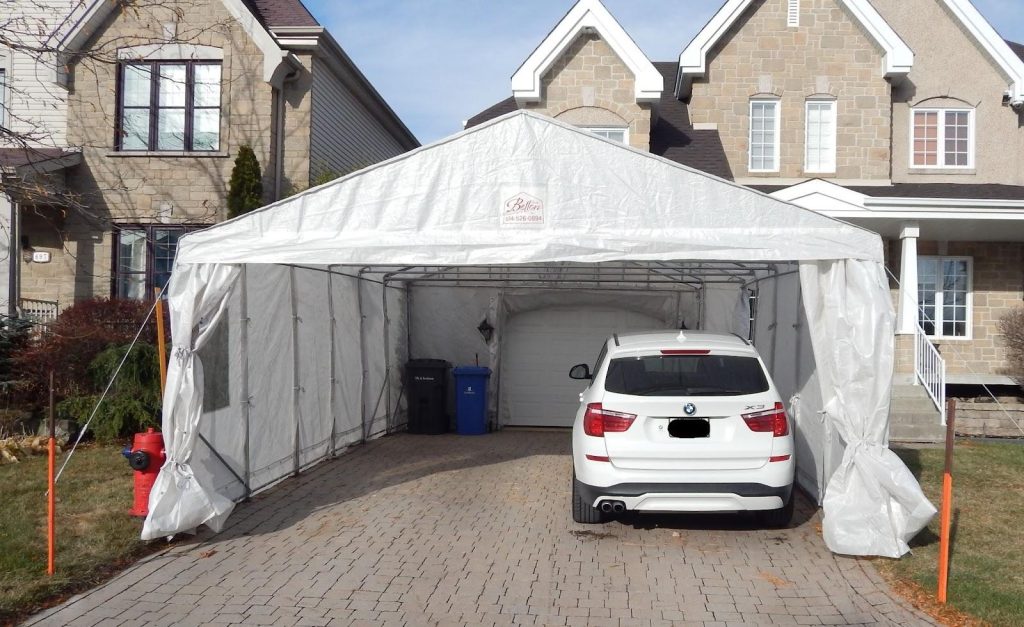 A custom double car shelter for 2 cars